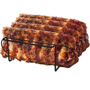 Sorbus Non-Stick Rib Rack – Porcelain Coated Steel Roasting Stand – Holds 4 Rib Racks for Grilling & Barbecuing (Black)
