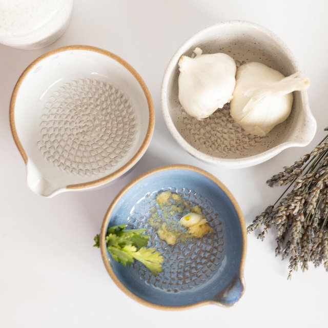 Garlic Grater & Herb Stripper Bowl | Unique Ceramic Cooking Gift For Her | Food Prep Kitchen Tool | Modern Housewarming Pottery Kitchen Gift