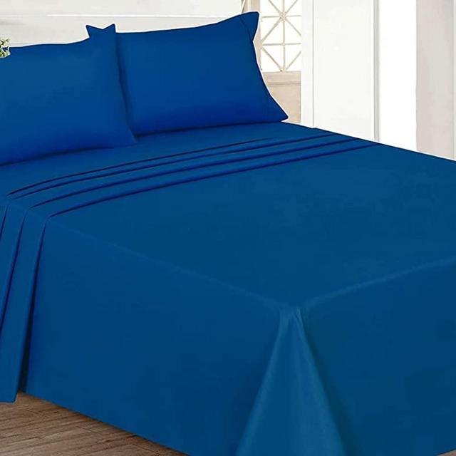 Ruvanti Full Size Sheet Sets, Extra Soft Brushed 1800 Microfiber Cooling Sheets. Luxury Bed Sheet Include Flat, Fitted Sheet, Pillowcases. Deep Pocket 15", Wrinkle, Fade Resistant, 4 Pcs Royal Blue