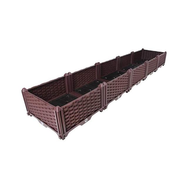 Baoyouni Rectangular Raised Garden Bed Kit Indoor Outdoor Plastic Planter Grow Box for Fresh Vegetables, Herbs, Flowers & Succulents, Brown, 76.77'' x 15.35'' x 8.66''