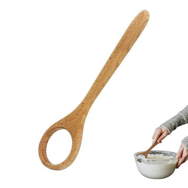 12-Inch Danish Dough Whisk for Sourdough Bread Baking, Wooden Dough Mixer with Ergonomic Handle - Sturdy Baking Tool for Pizza, Pastry, Cake Batter and Homemade Dough (Single Pack)
