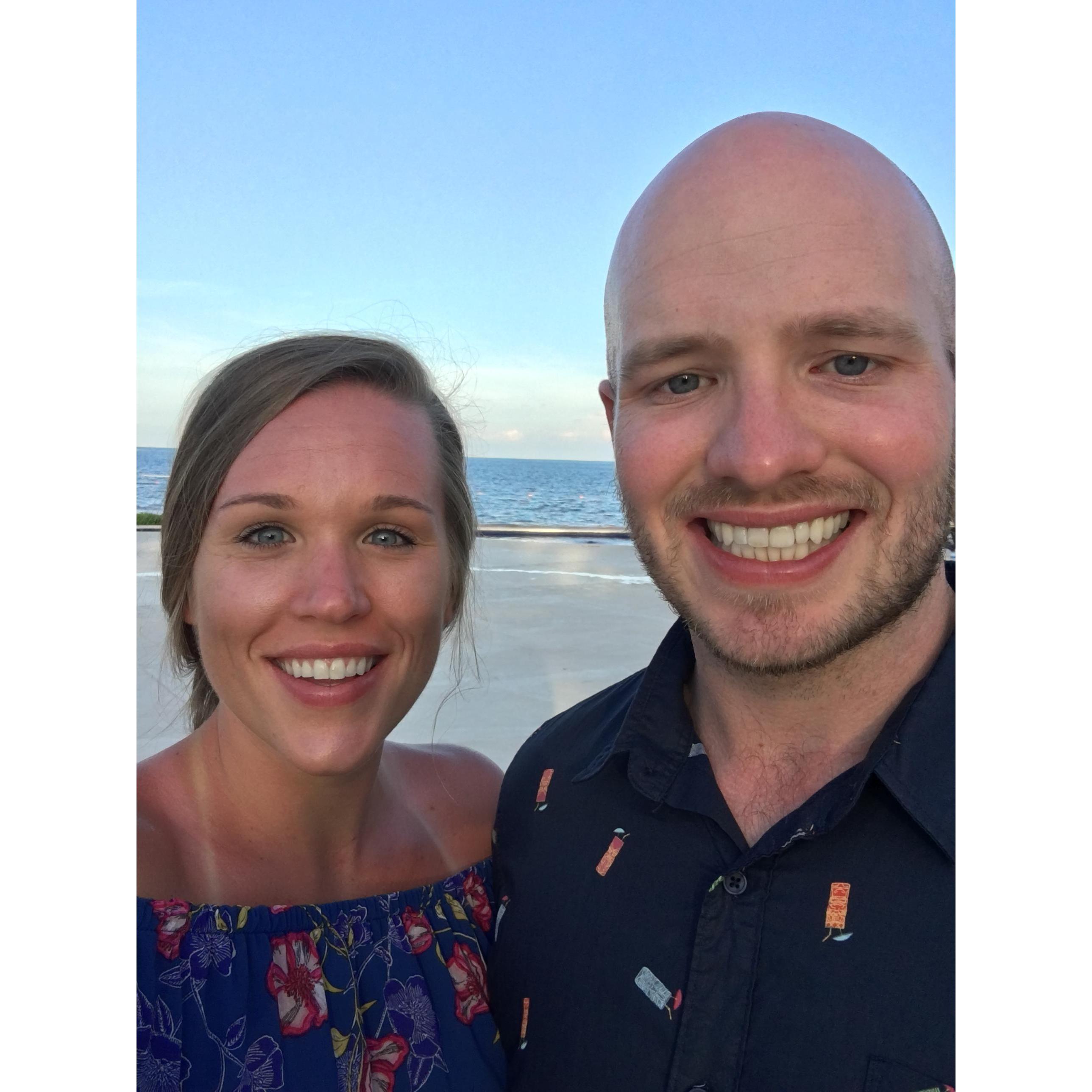 (August 2018) Jake and Sarah in Mexico for the wedding of Jake's sister (and the parents of the flower girl) Savannah and Shanker.