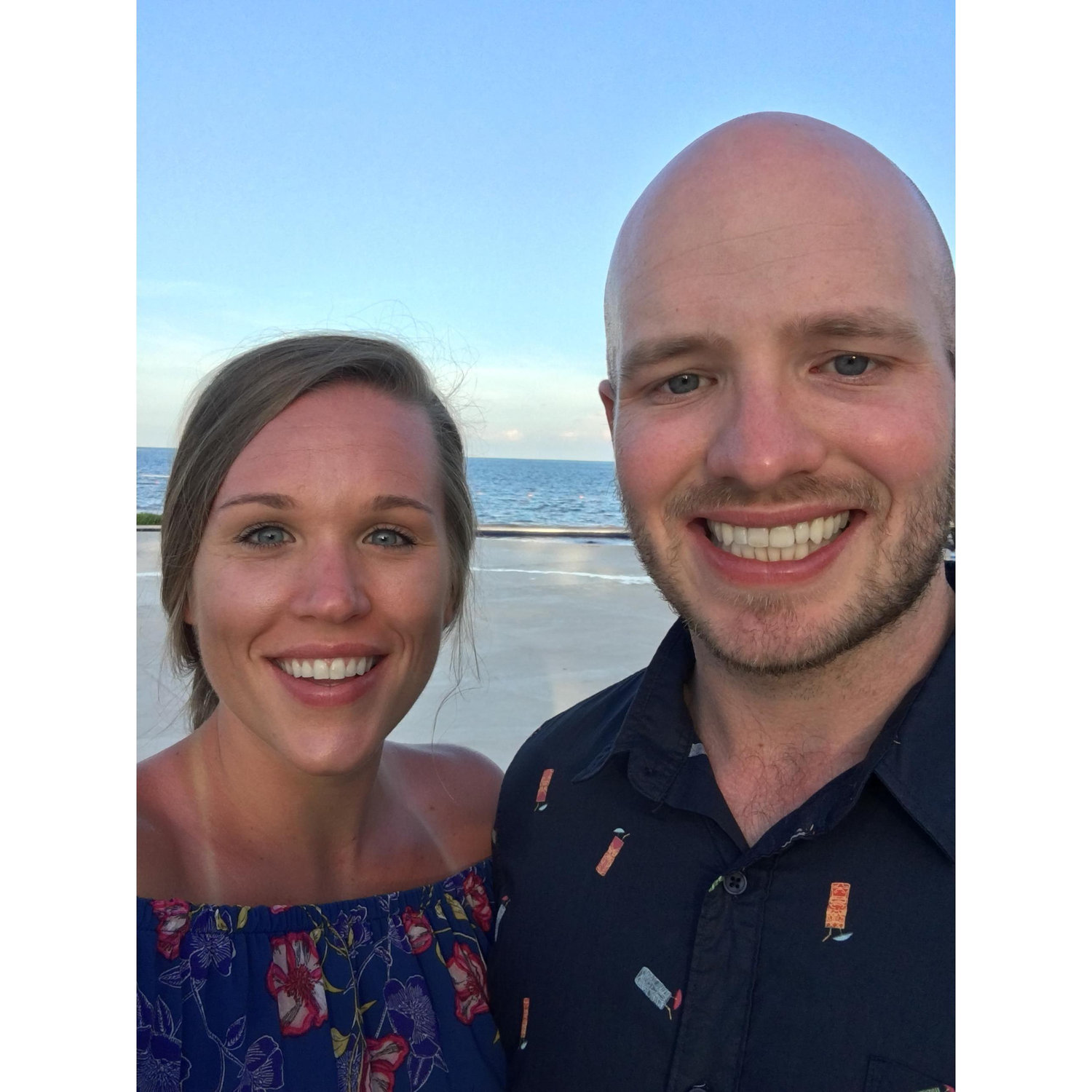 (August 2018) Jake and Sarah in Mexico for the wedding of Jake's sister (and the parents of the flower girl) Savannah and Shanker.