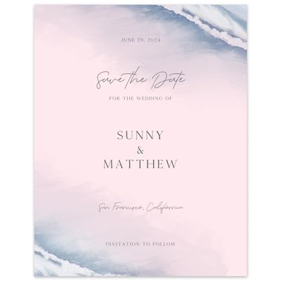 Light Pink Wedding Digital Save the Date - Clearwater Portrait