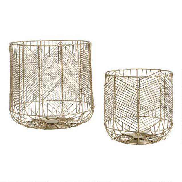 Large Gold Wire Geometric Reese Basket
