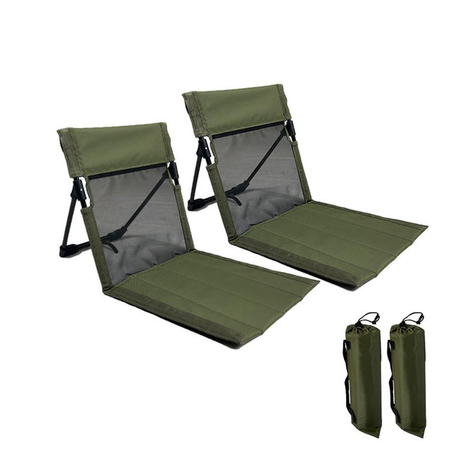 2 Pack Foldable Camping Chairs with Mesh Backrest,Ultra-Light Portable Beach Chairs with Carry Bag for Sunbathing Swimming Poolside Picnic Lawn Road Trips (Green)