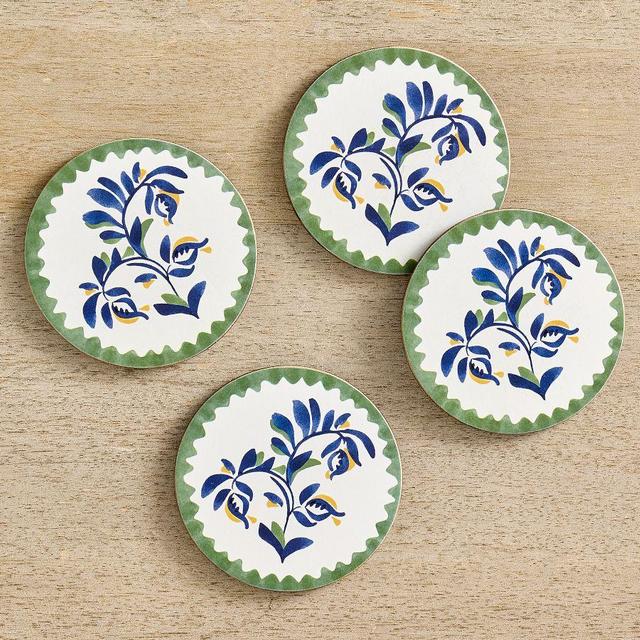 Puebla Multi Cork Coasters, Set of 4, - Multi