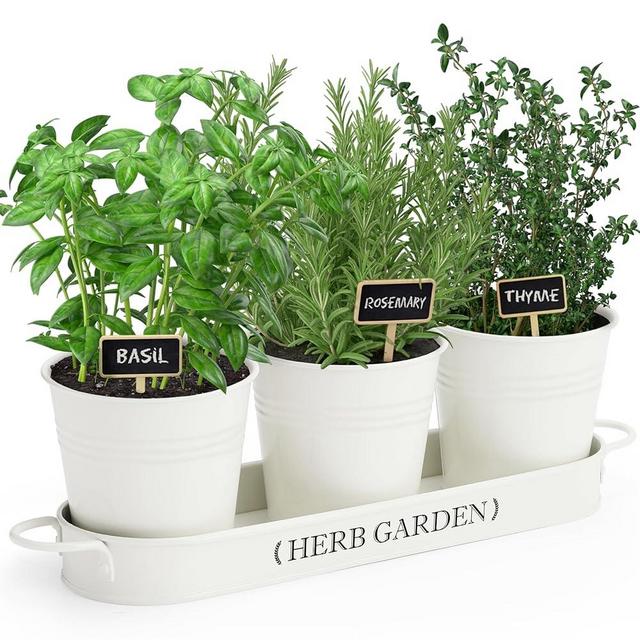 PERFNIQUE Indoor Herb Garden, Herb Garden Planter for Indoor/Outdoor, Farmhouse Plant Pots, Windowsill Herb Garden with Tray(Planter only) Window Pots
