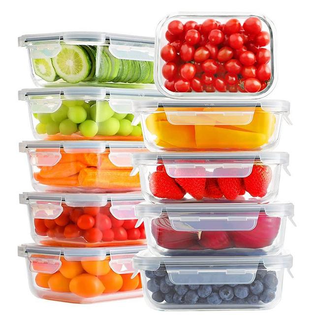 HOMBERKING 12 Sets Glass Food Storage Containers with Lids, Glass Meal Prep  Containers, Airtight Glass Bento Boxes, BPA Free & Leak Proof, Pantry