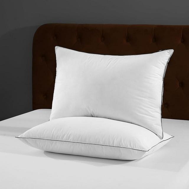 TOPGREEN Organic Feather Down Pillows for Sleeping | Set of 2 Queen Size Feather Pillow Inserts | Soft Medium Bed Pillow Core for Stomach, Back and Side Sleepers, 20x30