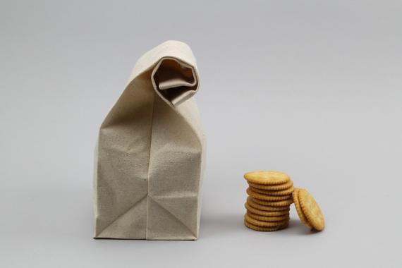 The "Brown" Bag // Natural Undyed WAXED Canvas Lunch Bag, an updated, eco-friendly classic