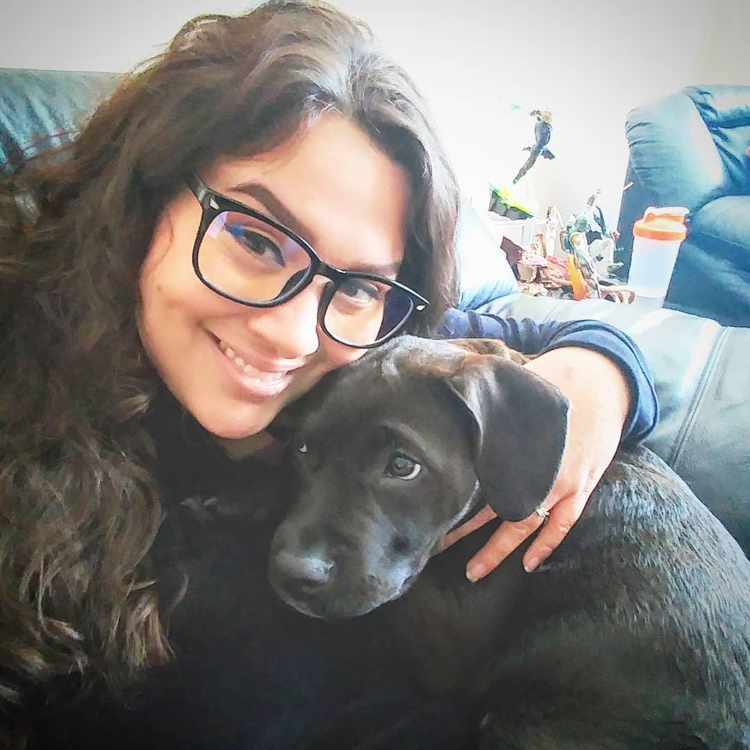The Bride and her fur baby, Dante. March 2020