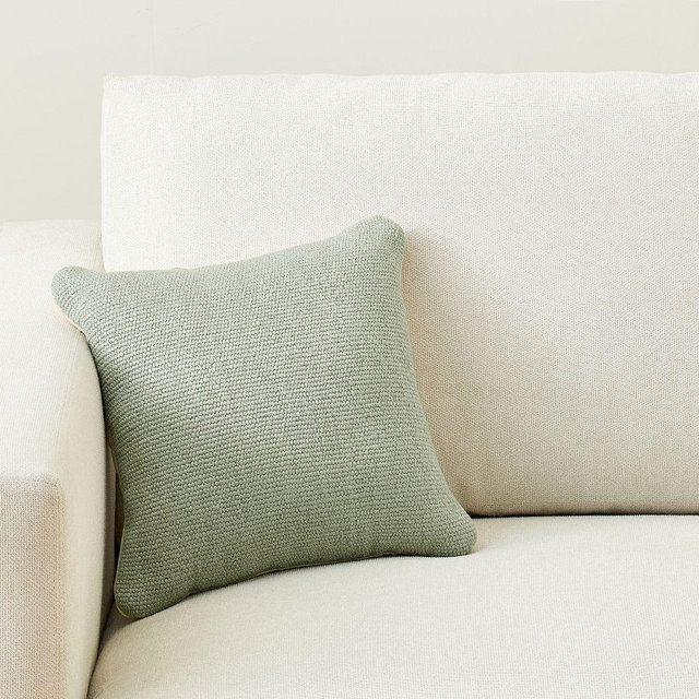 Mini Chunky Weave Filled Pillow, Eucalyptus, 14"