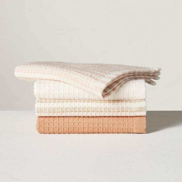 4pk Waffled Cotton Dishcloth Set - Warm Tones - Hearth & Hand™ with Magnolia