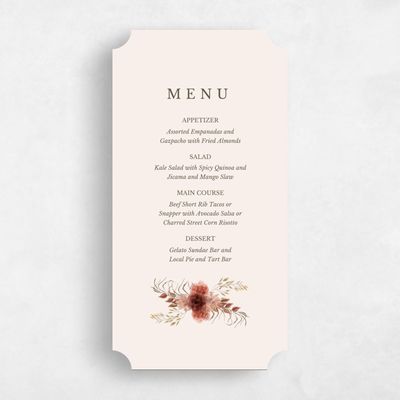 Beige Ticket Wedding Menu - Monahan