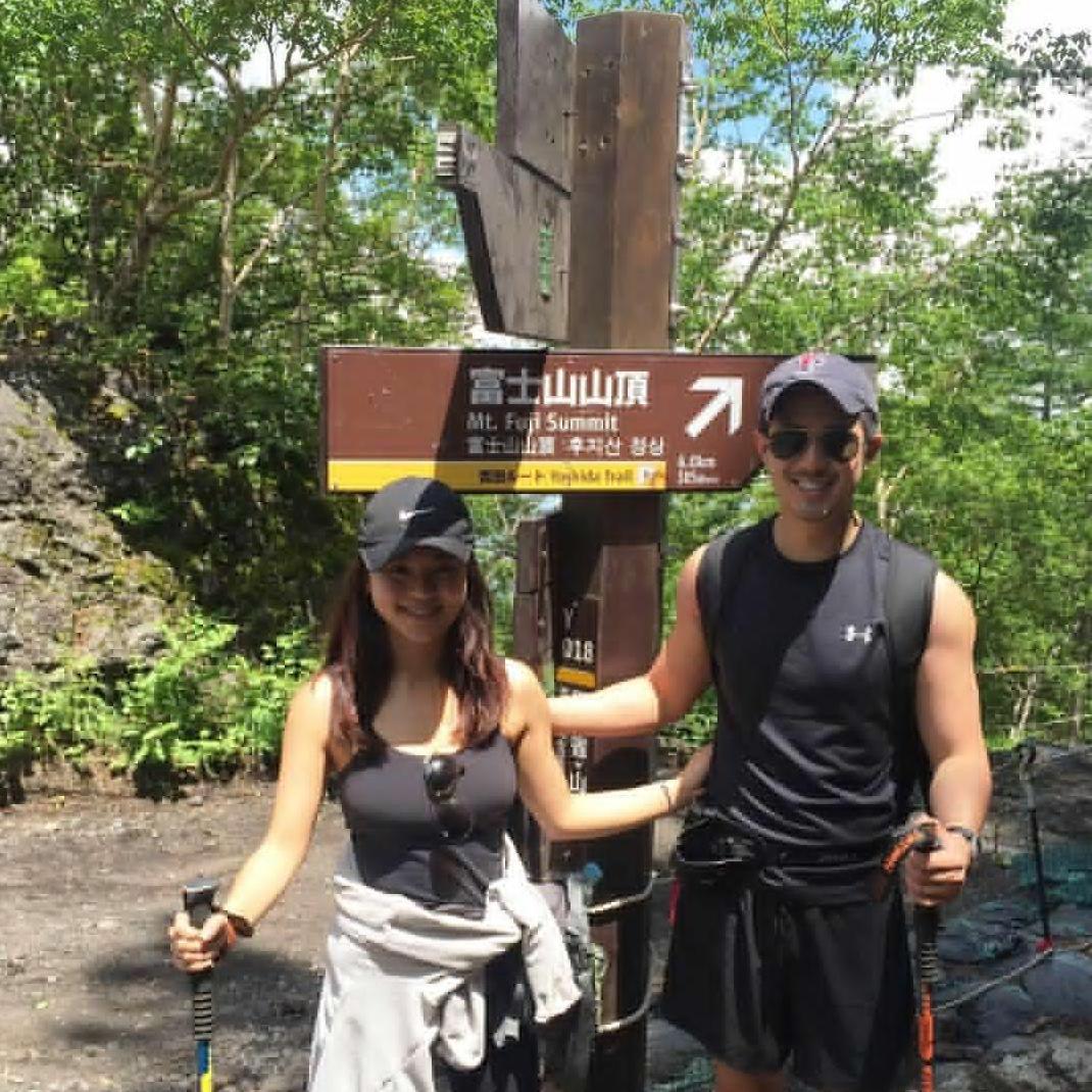 On our hike to Mount Fuji's summit! We said "I Love You" for the first time on this super special trip.