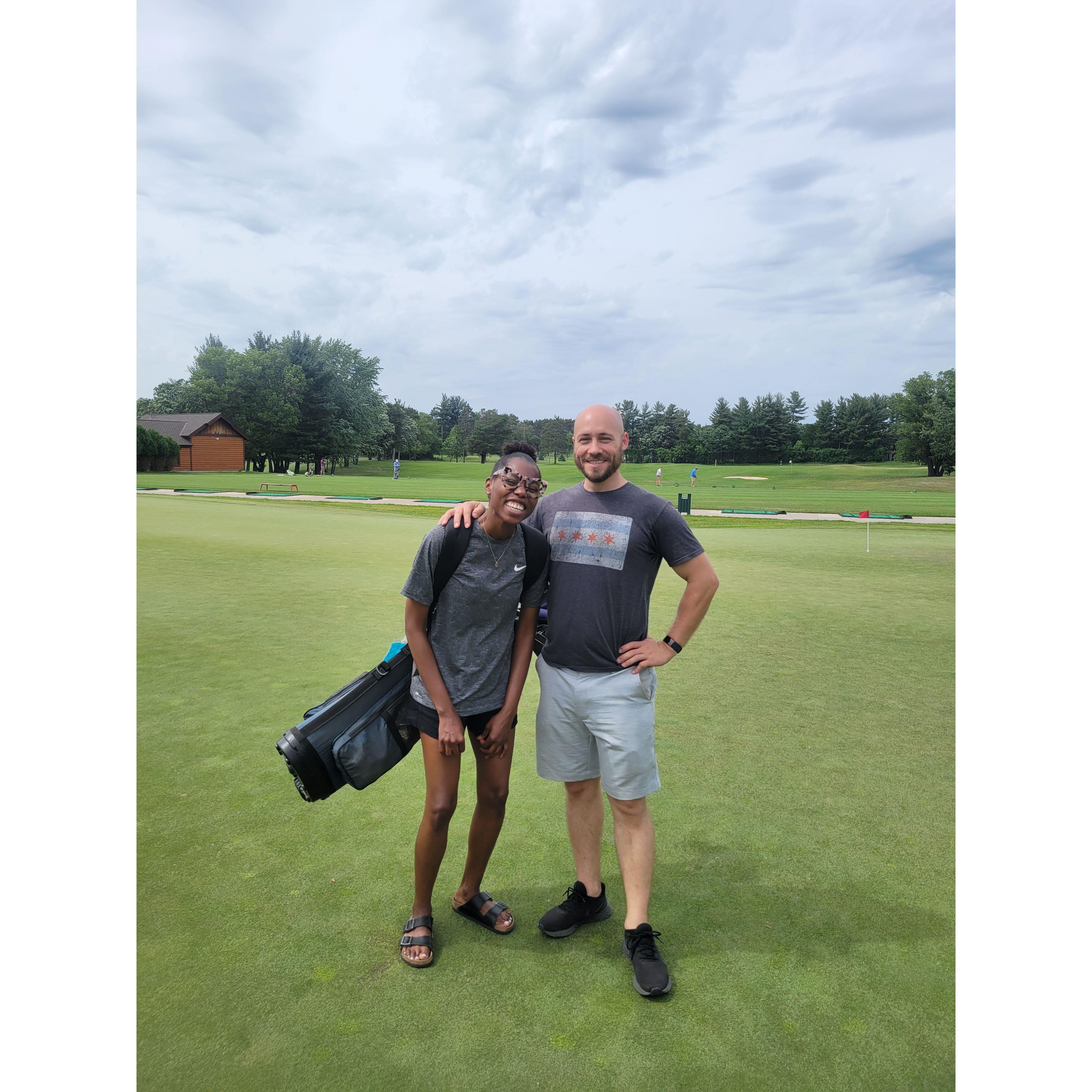 Swinging the sticks.