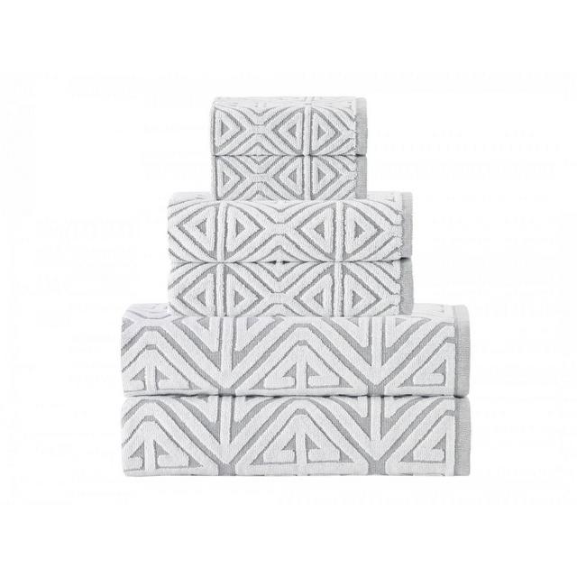 6pc Glamour Turkish Cotton Bath Towel Set Silver - Enchante Home