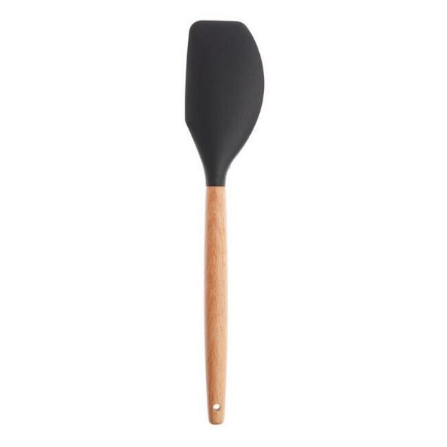 Black Silicone Spatula With Wood Handle