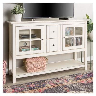 52" Wood Console Table Buffet TV Stand - Antique White - Saracina Home