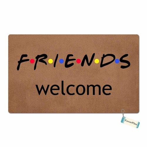 FavorPlus Friends Welcome Funny Entrance Custom Doormat Door Mat Machine Washable Rug Non Slip Mats Bathroom Kitchen Decor Area Rug 18X30 Inch