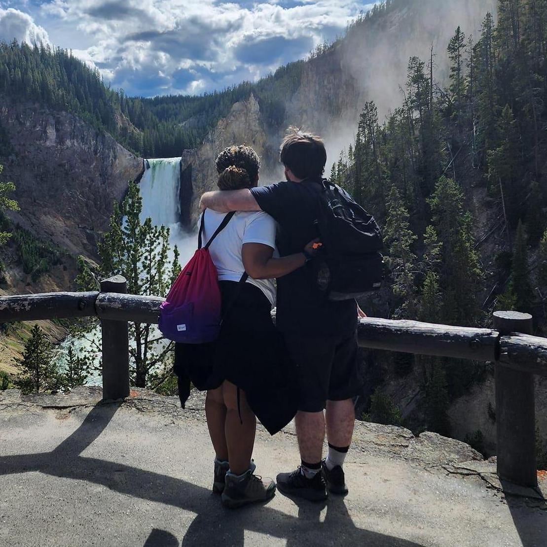 Taking in the Beauty—Just Us & the Waterfall at The Grand Canyon of Yellowstone!