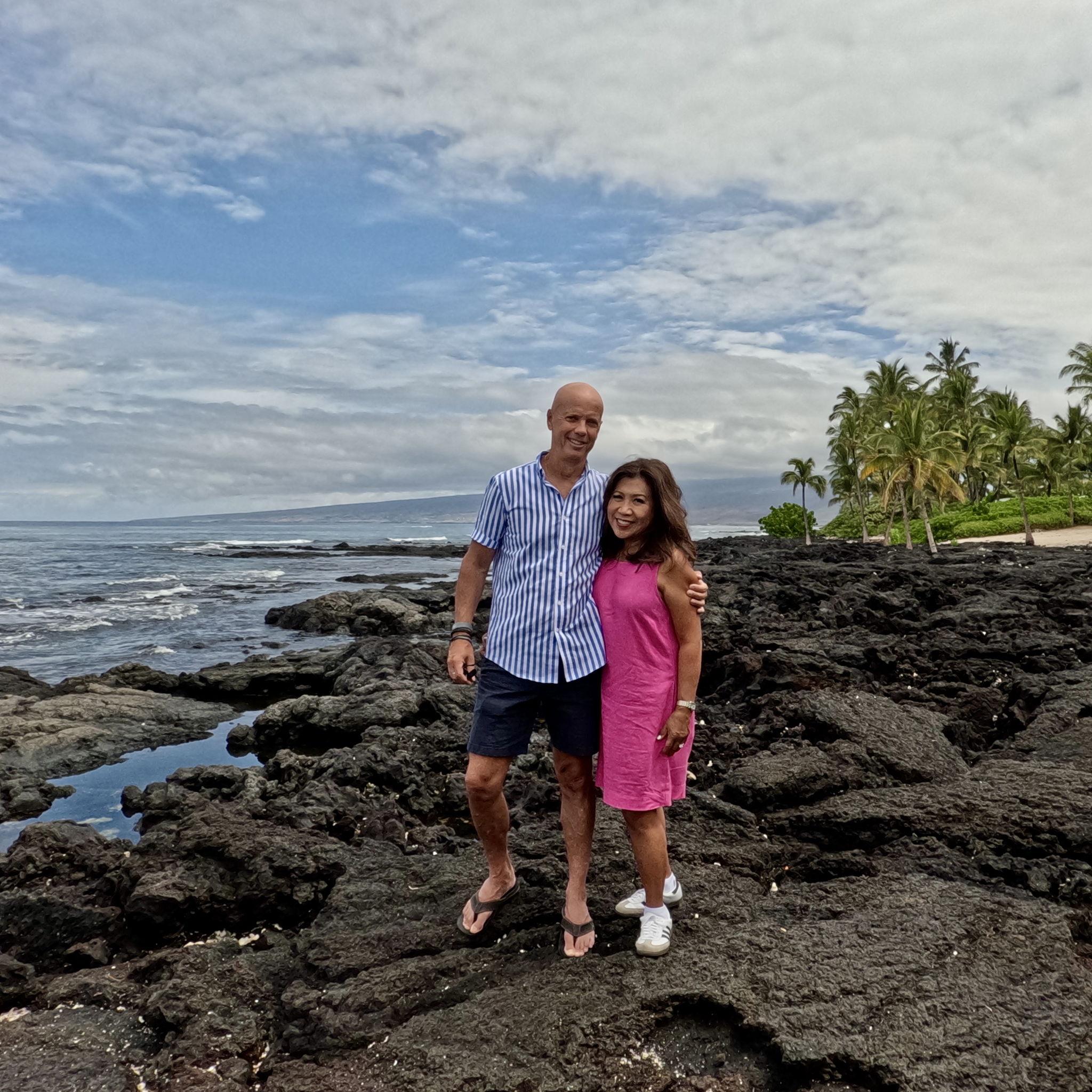 On the Big Island of Hawaii, stomping on lava rock!