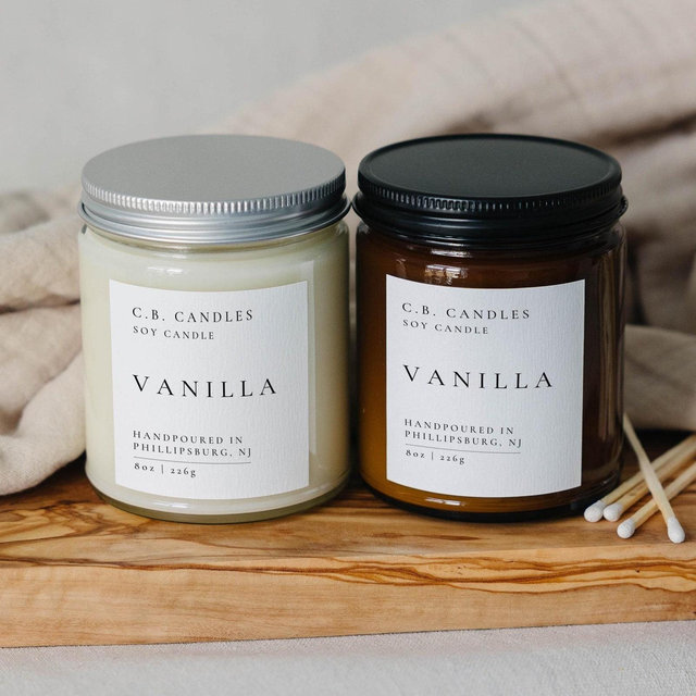 Vanilla, 100% Soy Candle, Handmade, Eco-friendly, 8 oz