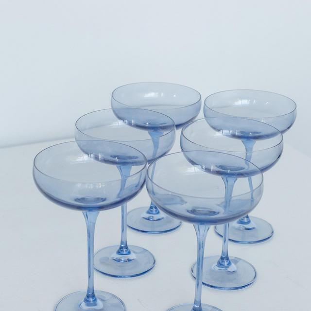 Estelle Colored Champagne Coupe Stemware - Set of 6 {Cobalt Blue}
