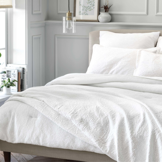 Lyocell Cotton Blend Coverlet - Casaluna™, White, Queen