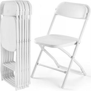 DUMOS Folding Chairs Sets of 6, 330lbs Capacity Plastic Stackable Home Office Chair, Portable Fold Up for Indoor Outdoor, Patio, Camping, Garden, Party (White)