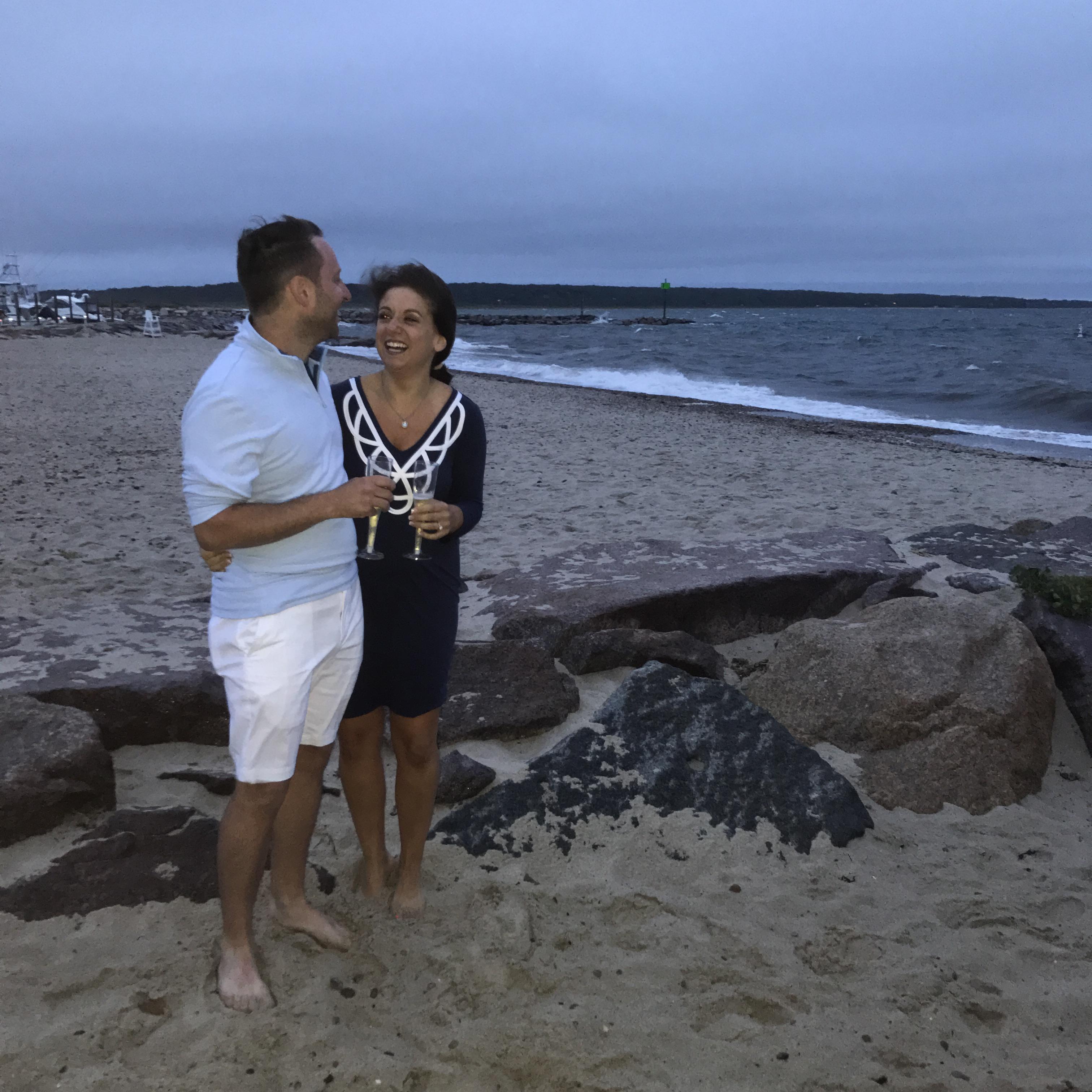 Moments after the engagement on Menemsha Beach, Martha's Vineyard.  July 24, 2017.