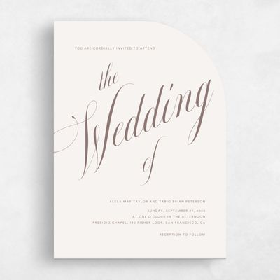 Beige Half arch Wedding Invitation - Dametta Classic