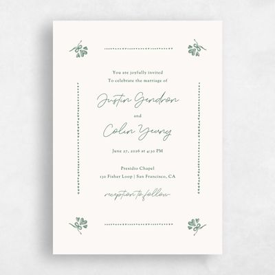 Forest, Green Wedding Invitation - Coeur Portrait