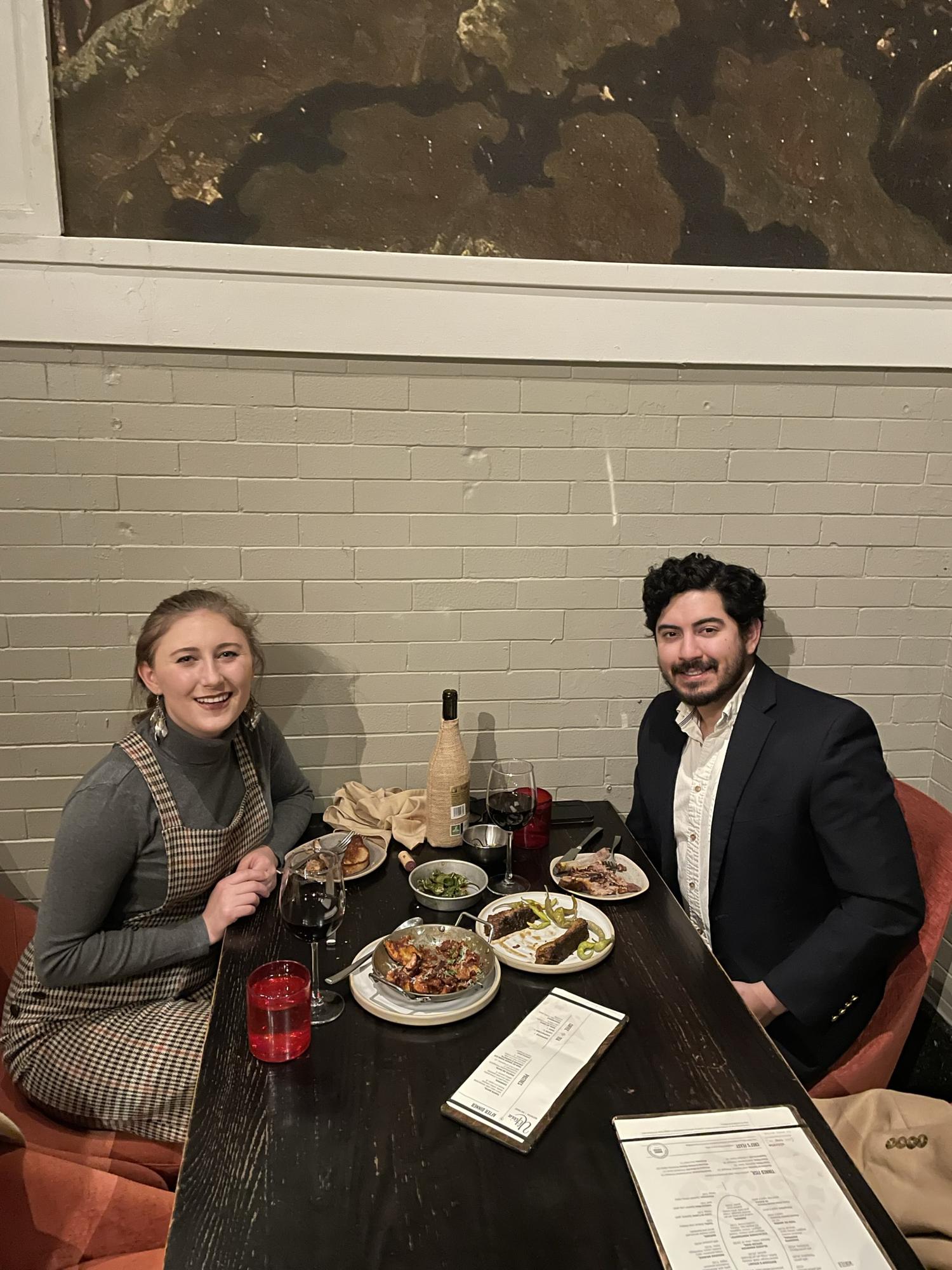 Esteban and Mallory at dinner in Denver celebrating their fourth anniversary of dating