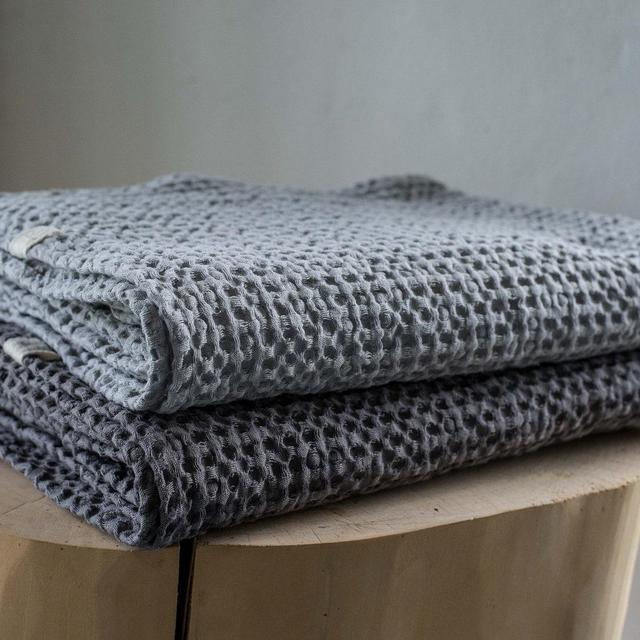 Linen waffle bath towel SET | 2 LARGE