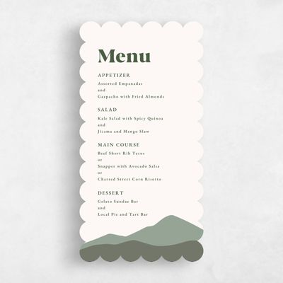 Green Scalloped Wedding Menu - Langdon