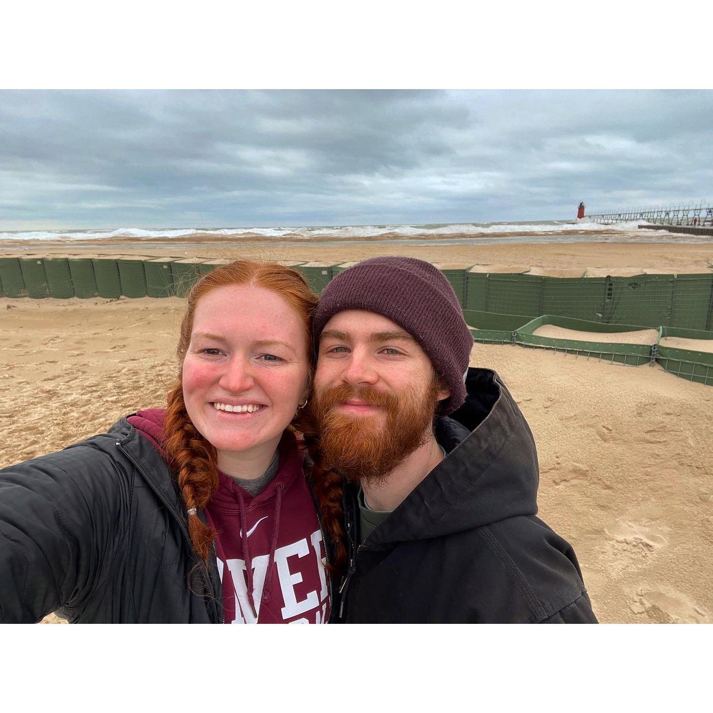 On one of our favorite vacations with each other to Michigan!