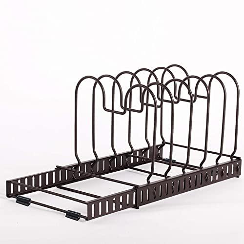 HonTop 11+ Pot Pan Lid Holder Kitchen Cabinet Organizer Rack,12 Adjustable Compartments for Bakeware Cookware and Cutting Boards Holder Storage