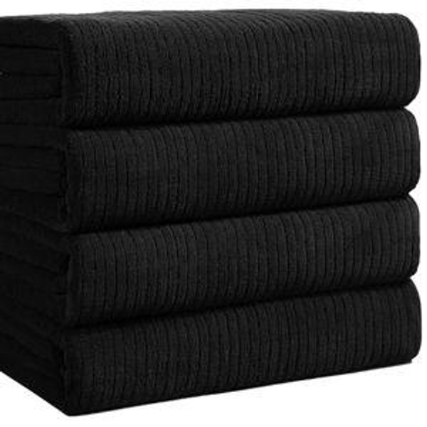 Bath Towels Set of 4 Extra Large 35 x 70 Inches,Luxury Thick High Absorbent and Quick Dry Bath Sheet,Ultra Soft Microfiber,Bathroom,Beach,Yoga,Sport,SPA,Fitness (Black)