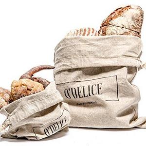 Premium Artisan Linen Bread Bags, 1 Large & 1 Medium Size Natural Cloth Bag - For Homemade Bread & Reusable Food Storage By O'DeliceBakery