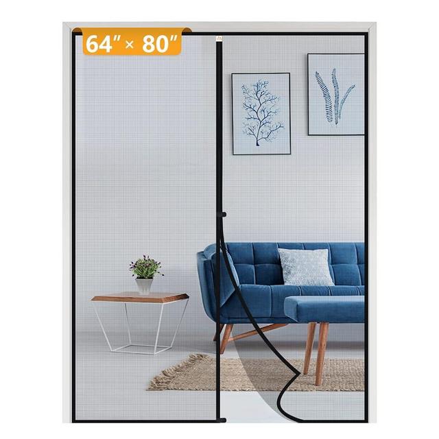 Yotache Magnetic Screen Door Fits Door Size 64 x 80, Screen Size 66" x 81" Strengthened Fiberglass Net Curtain for Patio Sliding Door French Door Black