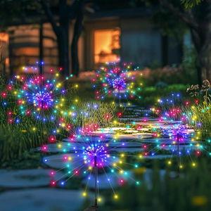 PEVOROS Garden Decor Solar Lights Outdoor,120LED Waterproof Colorful Solar Fairy Garden Lights for Outdoor Decoration,Yard, Patio, Porch,Flower Pot,Pathway, for 4th of July(4Pack)