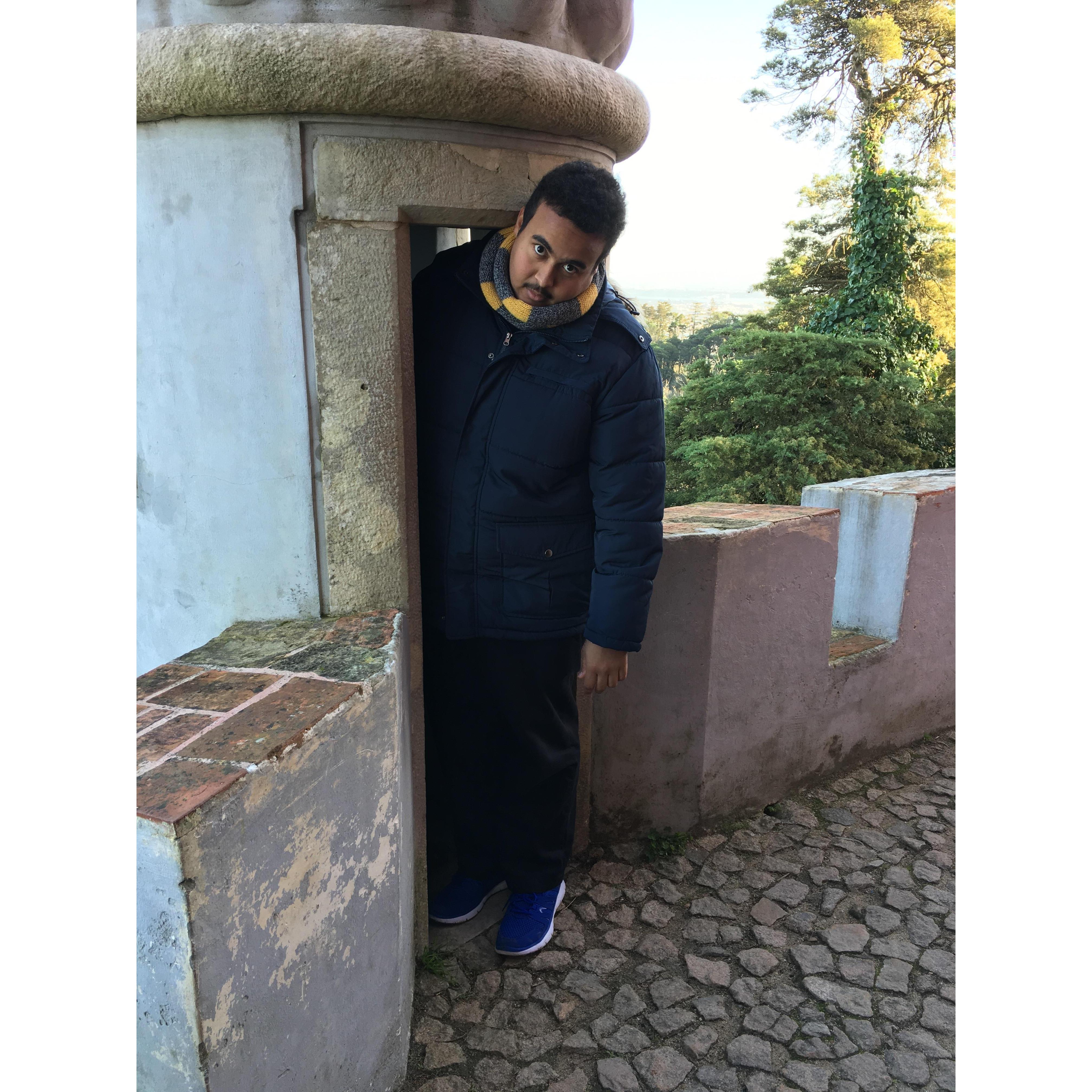 That one time Byron was too tall for all the doors in the castles in Sintra, Portugal.