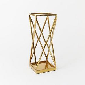 Geo Umbrella Stand, Antique Brass