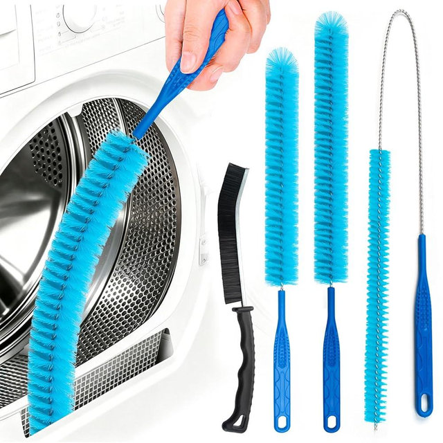 Dryer Vent Cleaner Kit，Refrigerator Coil Cleaning Brush，Includes Dryer Vent Brush, lint Brush for Dryer, Drain Cleaning Brush, and Appliance Brush Set for All Your Home Cleaning Needs