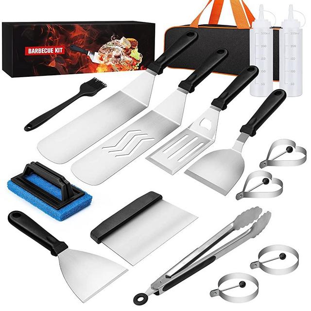 Blackstone Griddle Accessories Kit, 16PCS Flat Top Grill Accessories Set for Blackstone and Camp Chef, Spatula,Scraper, Griddle Cleaning Kit & Carry Bag, Great for Outdoor BBQ & Teppanyaki and Camping