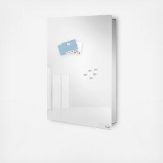 Velio Vertical Glass Magnet Board with Hook Organizer