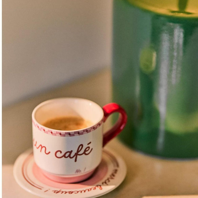 Café Violette Handpainted Stoneware Espresso Cup & Saucer