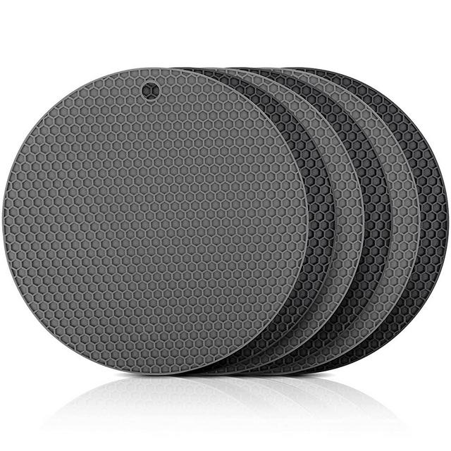 6 Silicone Pot Holders Hot Pads – Heat-Resistant Trivets (440ºF) – Doubles as Jar Opener Gripper – Firm Grip & Drip Collection Mat for Hot Pots and Pans